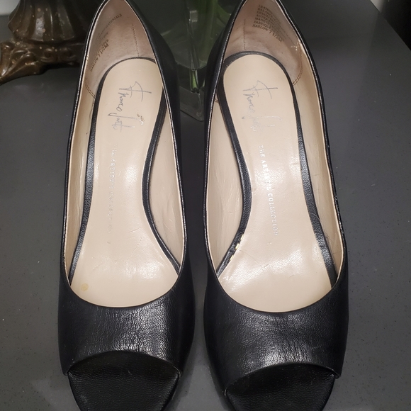 Black Leather Wedges - Picture 1 of 5